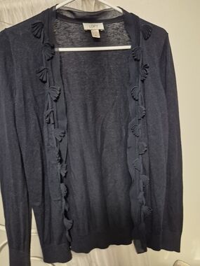 Ann Taylor LOFT Navy Open-Front Cardigan